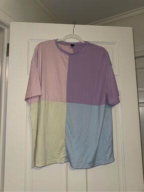 Women’s Pastel Colorblock Short-Sleeve T-Shirt - Lavender/Pink/Blue/Cream